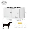 Elevated Dog Bowl Stand with Storage Cabinet, White