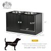 Raised Feeding Station with Storage Cabinet, Black