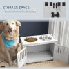 Elevated Feeding Station with Storage Cabinet, White