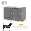 Elevated Dog Bowl Stand with Storage Cabinet, Gray