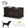 Elevated Dog Feeder Station with Storage Drawer, Brown