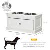 Elevated Dog Feeder Station with Storage Drawer, White