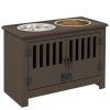 Espresso Elevated Feeding Station with Storage Cabinet