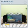 Raised Feeding Station with Storage Cabinet, Black