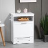 Feeder Station with Storage Cabinet & Raised Bowls, White