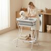 Elevated Foldable Dog Wash Station with Drain Hose, Gray