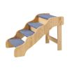 4-Step Wood Pet Stairs with Non-Slip Fabric Treads