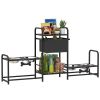 Adjustable Feeding Station with Storage, Black