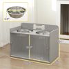 Elevated Dog Bowl Stand with Storage Cabinet - Gray