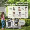 Wooden Cabin Dog House with Porch, Gray