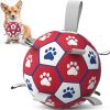 Soccer Ball Tug Toy with Grip Straps - Red