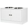 Elevated Dog Bowl Stand with Storage Cabinet, White
