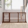 Freestanding Adjustable Wooden Pet Gate in Brown