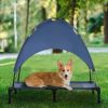 Elevated Dog Cot with UV Canopy, Dark Blue