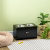 Raised Feeding Station with Storage Cabinet, Black