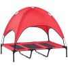 Elevated Cooling Dog Cot with Canopy Shade, Red