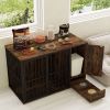 Coffee Dog Crate Furniture with Hidden Feeding Drawer