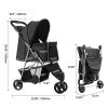 3-Wheel Foldable Pet Stroller with Mesh Windows