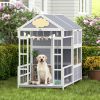 Wooden Dog House with Porch and Storage Cabinet