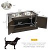Elevated Dog Bowls with Storage Cabinet, Coffee