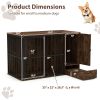 Coffee Dog Crate Furniture with Hidden Feeding Drawer