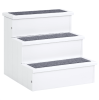 White 3-Step Wooden Pet Stairs with Carpet Treads