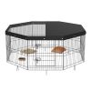 Foldable 8-Panel Dog Playpen with Weatherproof Top Cover