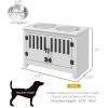 Elevated Feeding Station with Storage Cabinet, White