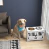 Elevated Feeding Station with Storage Cabinet, White