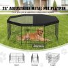Foldable 8-Panel Dog Playpen with Weatherproof Top Cover