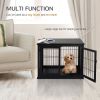 Modern Wooden Dog Crate End Table in Black