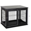 Modern Wooden Dog Crate End Table in Black