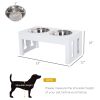 Wooden Bone Elevated Dog Feeding Station, White