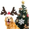 Reindeer Antlers Headband with Santa Hat, Brown