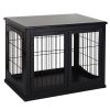 Modern Wooden Dog Crate End Table in Black