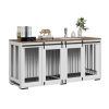 72-Inch Double Dog Crate Furniture with Sliding Doors, White