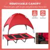 Elevated Cooling Dog Cot with Canopy Shade, Red