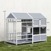 Wooden Dog House with Porch and Storage Cabinet