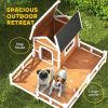 Wooden Dog House with Fenced Porch