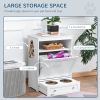 Feeder Station with Storage Cabinet & Raised Bowls, White
