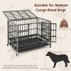 Heavy-Duty Foldable Metal Dog Cage with Rolling Casters, Bla