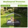 Elevated Wicker Dog House Bed with Canopy