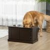 Elevated Dog Bowls with Storage Cabinet, Coffee