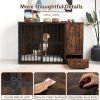 Coffee Dog Crate Furniture with Hidden Feeding Drawer