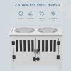 Elevated Feeding Station with Storage Cabinet, White