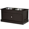 Elevated Dog Feeder Station with Storage Drawer, Brown