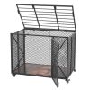 Heavy-Duty Steel Dog Crate with Double Doors & Wheels