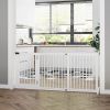 Freestanding Pet Gate Adjustable Wooden Dog Barrier 3 Panel