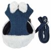 Denim Pom-Pom Bowtie Harness & Leash Set