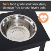 Wooden Elevated Dog Feeding Station, Black